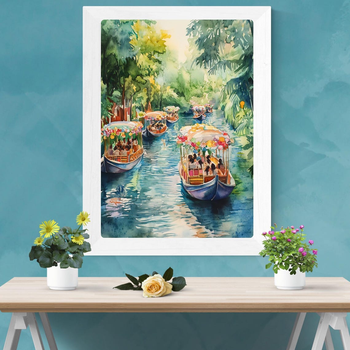 Xochimilco Floating Gardens Trajineras Boats Mexico Canal Poster - Image 2
