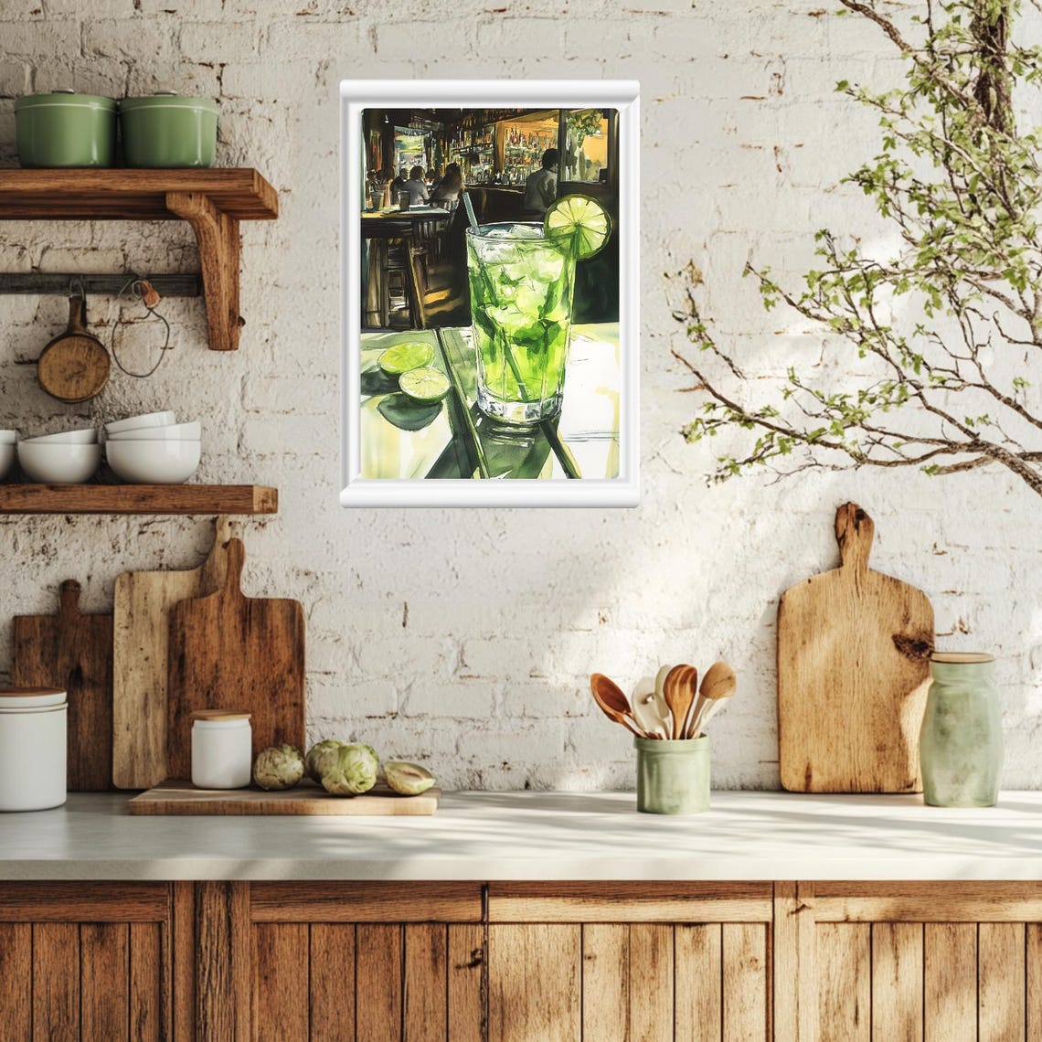 Fresh Mojito Cocktail with Lime and Mint in a Lively Bar Scene Poster - Image 5