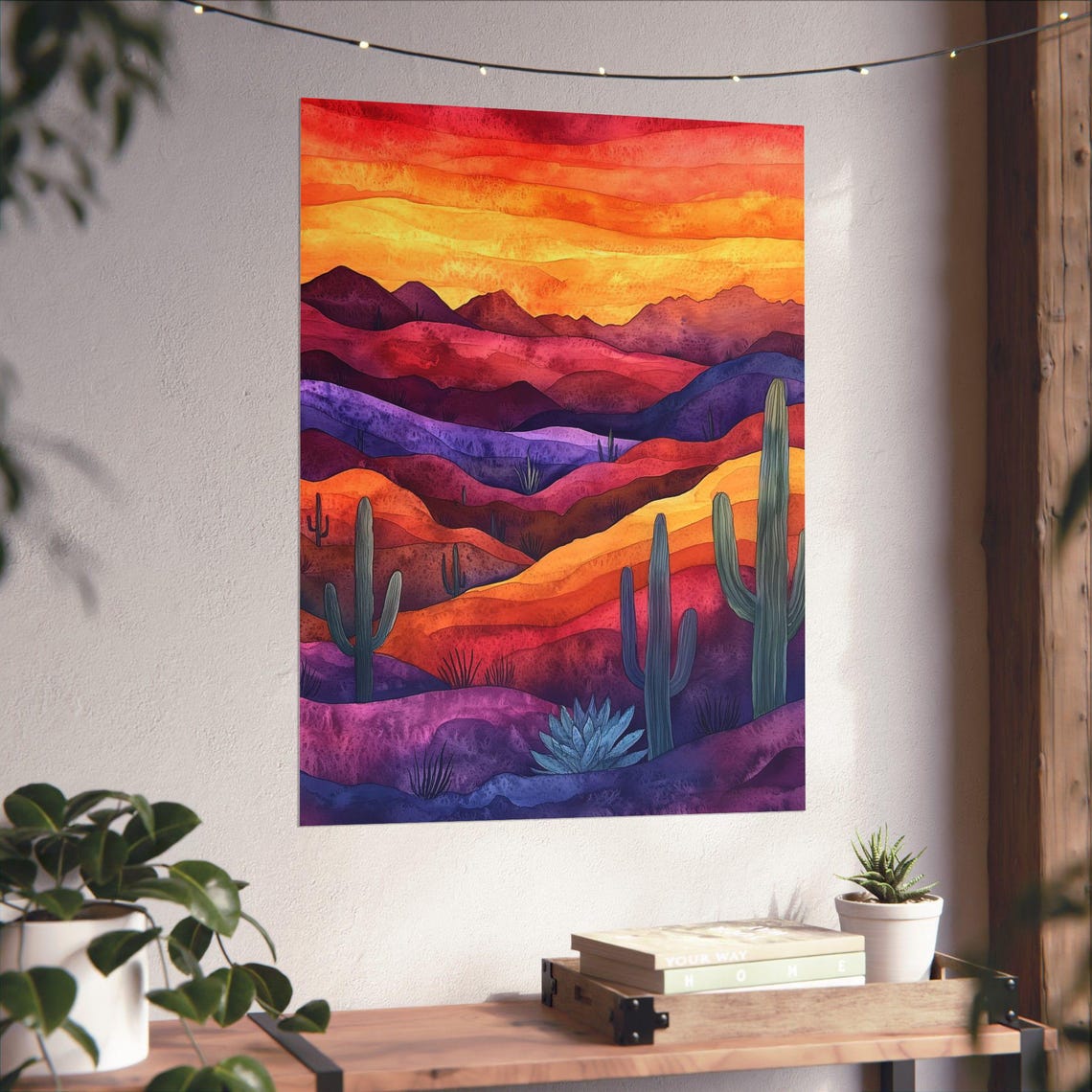 Desert Sunset Saguaro Cactus Purple Mountains Landscape Poster - Image 6