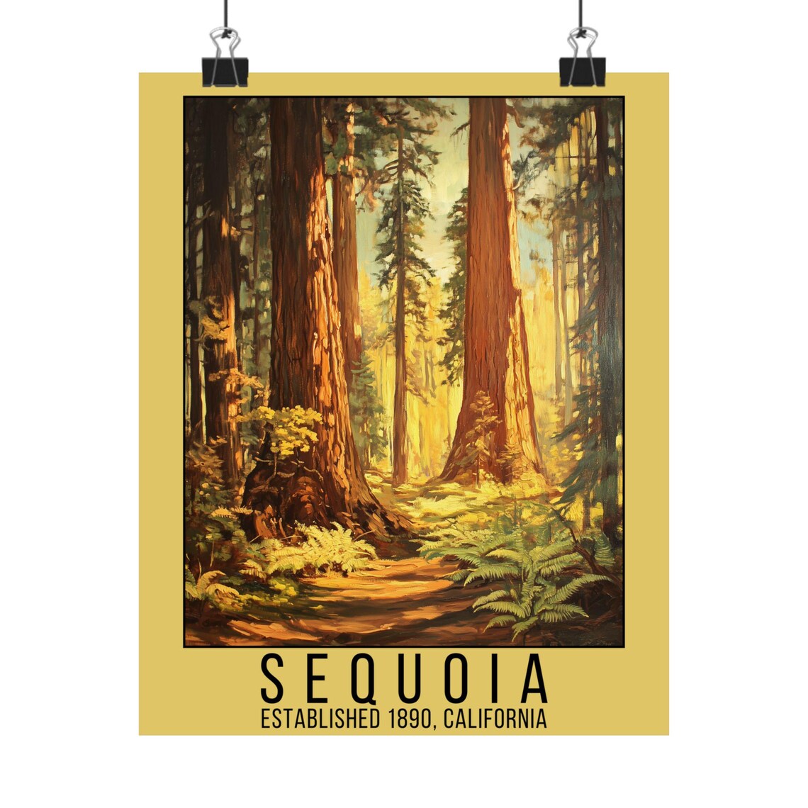 Sequoia California National Park Giant Redwood Forest Travel Poster