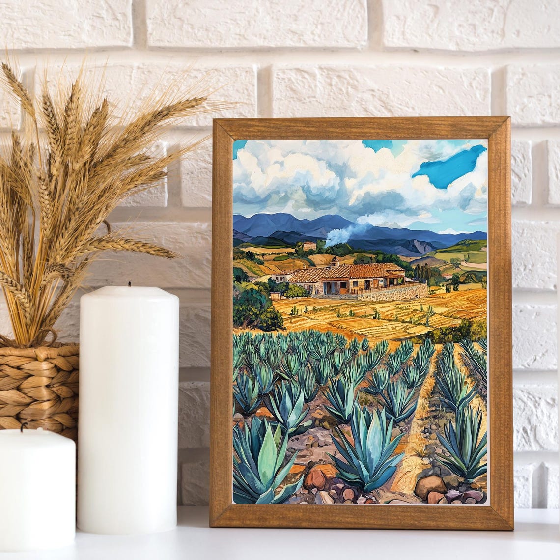 Agave Farm Mexico Desert Landscape Hacienda Mountains Poster - Image 3
