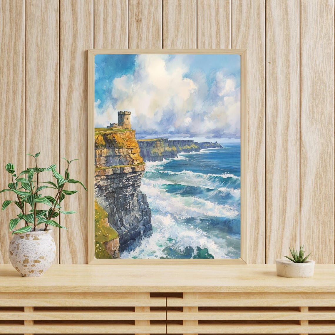 Cliffs of Moher Tower Overlooking Atlantic Ocean Waves Poster - Image 4