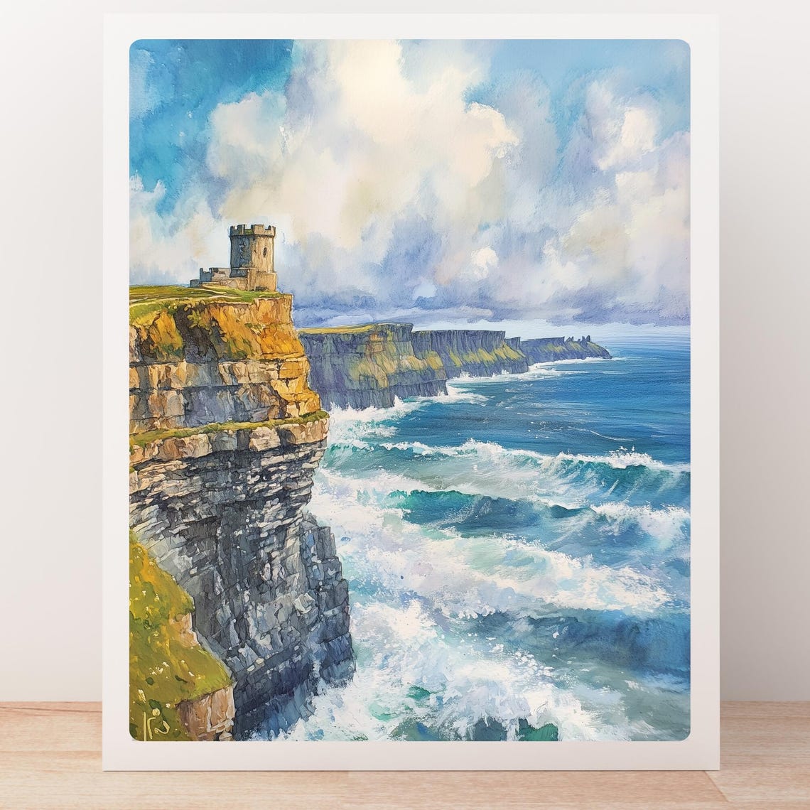 Cliffs of Moher Tower Overlooking Atlantic Ocean Waves Poster - Image 5