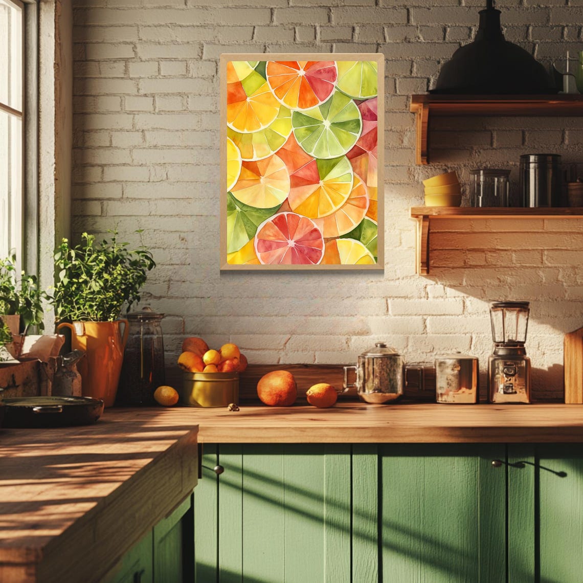 Colorful Sliced Citrus Wheel Watercolor Fruit Pattern Poster - Image 3