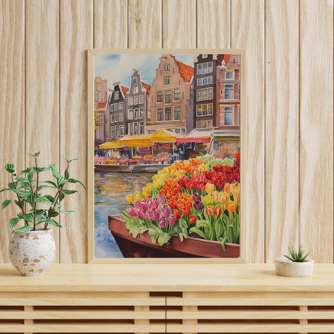 Amsterdam Floating Flower Market with a Tulip-Filled Barge Poster - Image 4