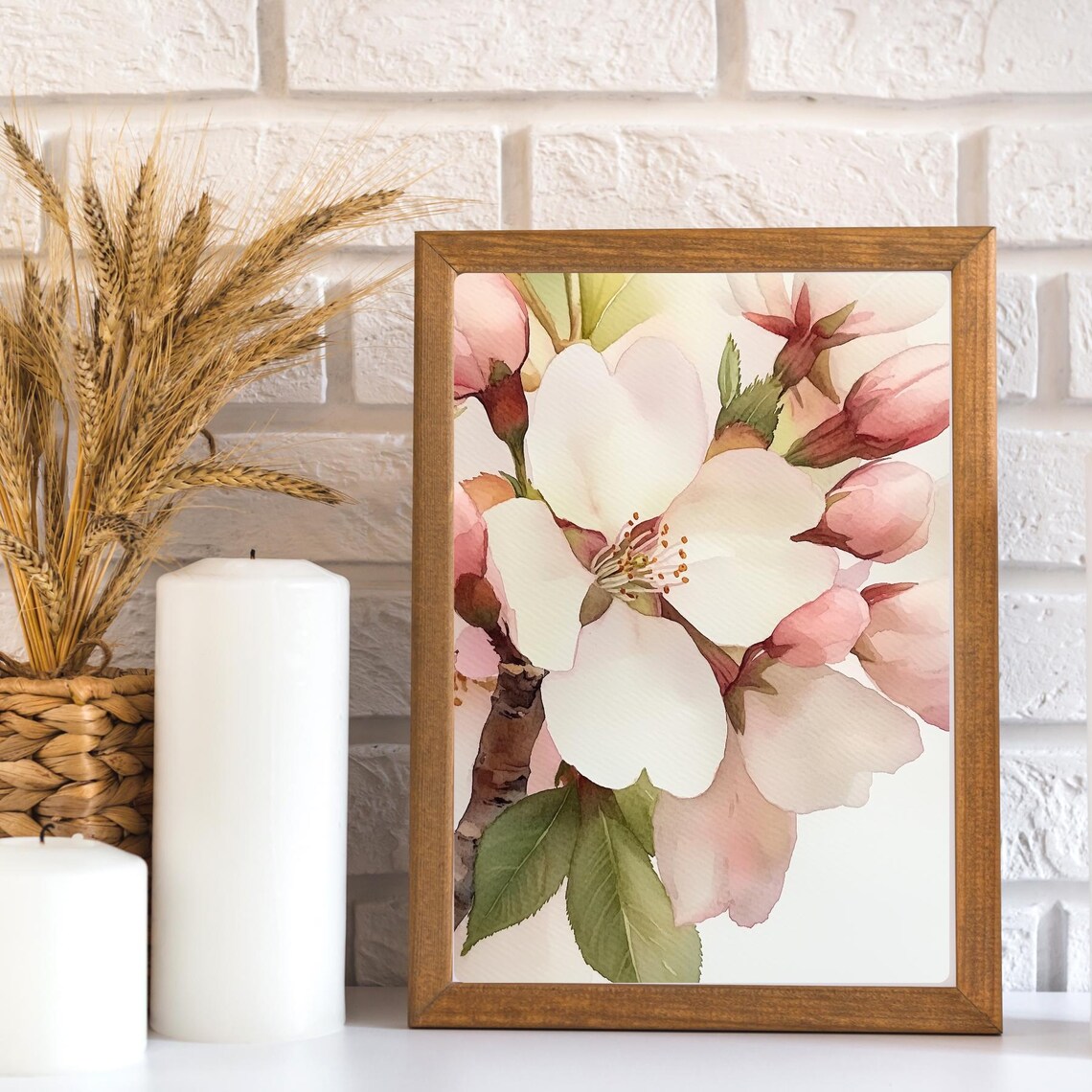 Pink Cherry Blossom Branch Watercolor Botanical Floral Poster - Image 3