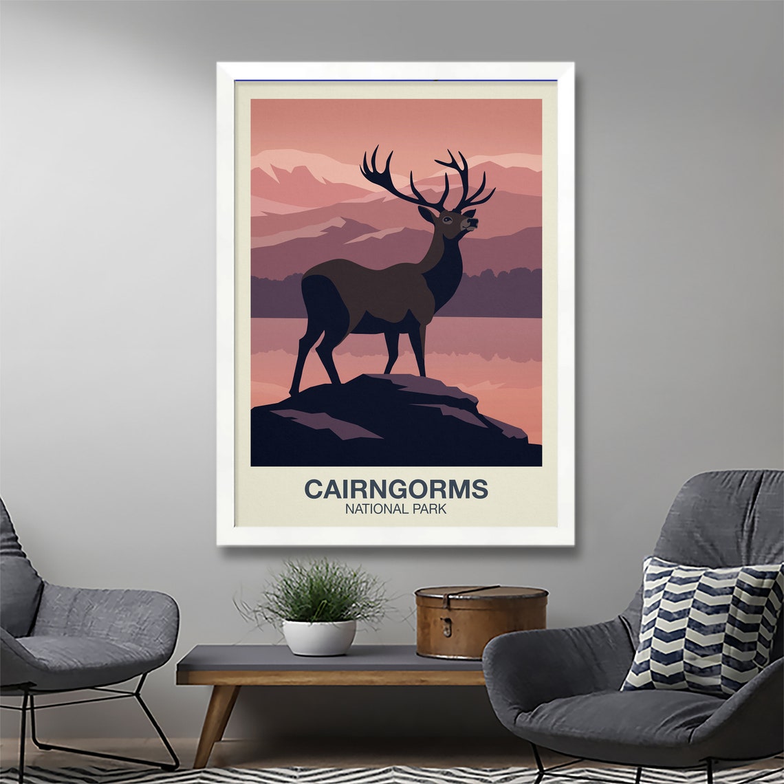 Cairngorms National Park Red Deer Stag Sunset Wildlife Wall Art - Image 2
