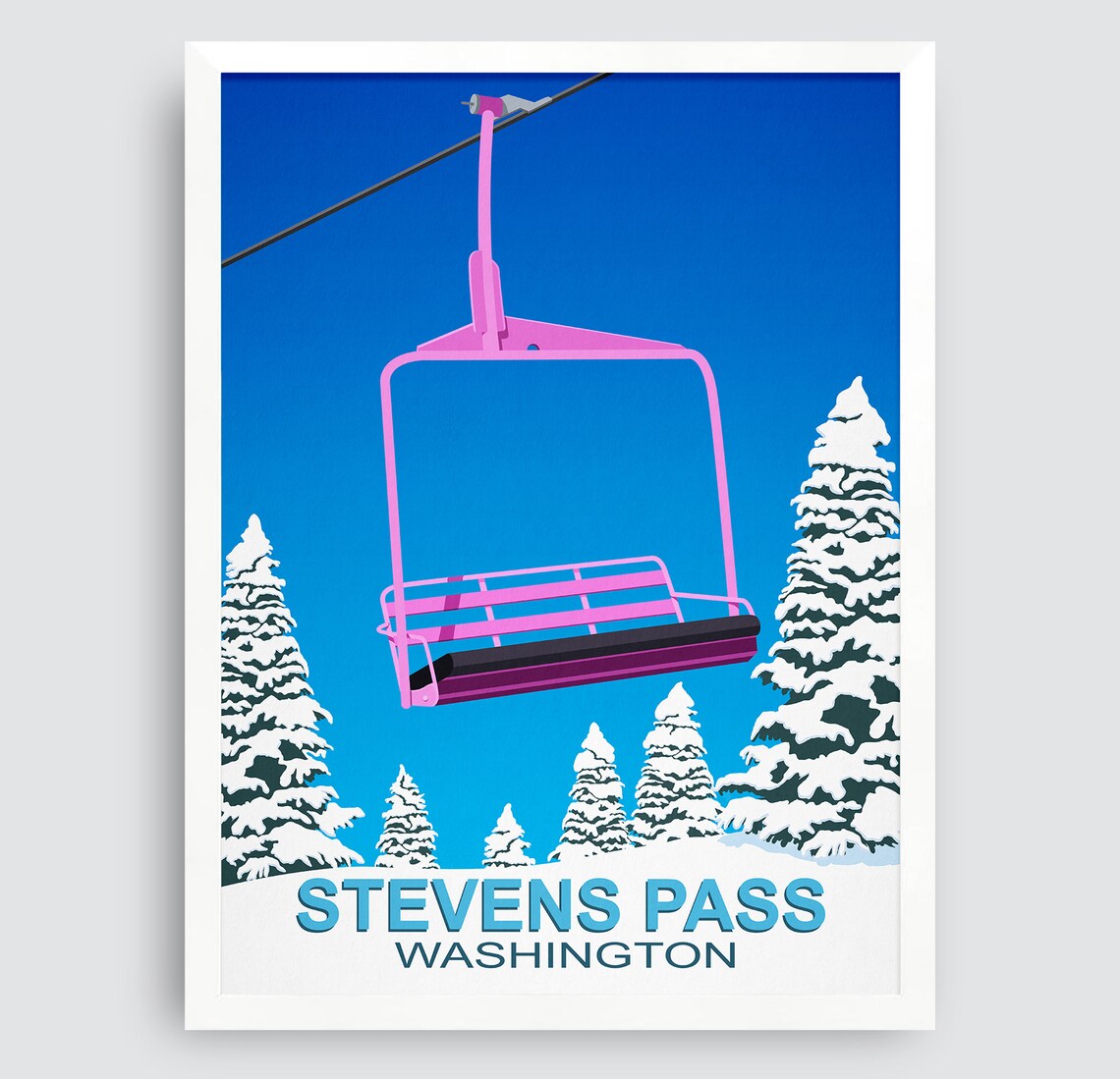 Stevens Pass Ski Resort Travel Poster, Ski Resort Print - Image 3