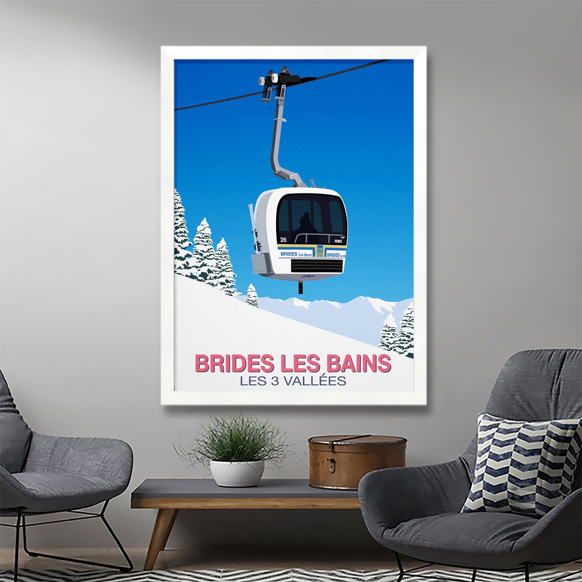 Brides Les Bains Gondola Les 3 Vallees Ski Resort Travel Poster - Image 2