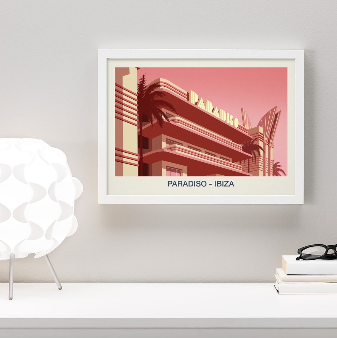 Paradiso Ibiza Nightclub Poster Art Deco Hotel Palms Pink Artwork - Image 3