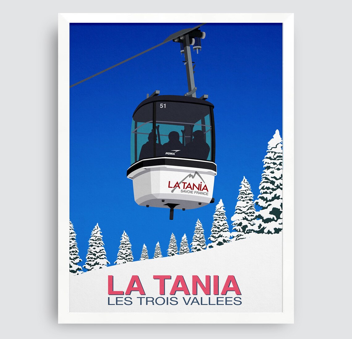 La Tania Ski Resort Travel Poster, Ski Print - Image 3
