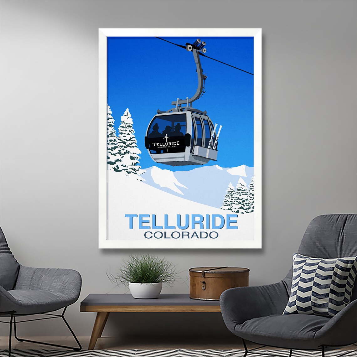 Telluride Ski Resort Travel Poster, Ski Resort Art - Image 2