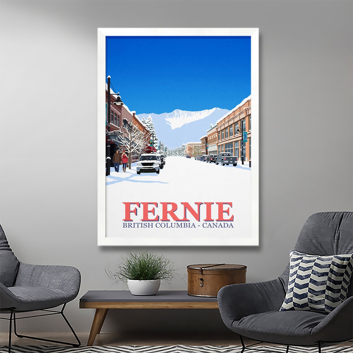 Fernie Ski Resort Travel Poster, Ski Print - Image 2