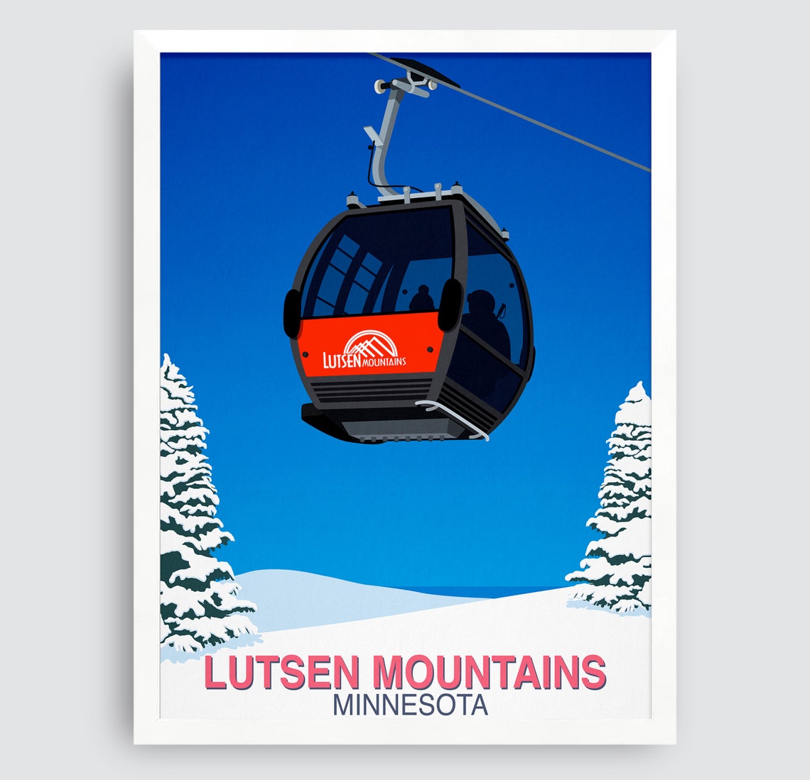 Lutsen Mountains Minnesota Gondola Cabin Retro Ski Resort Poster - Image 3