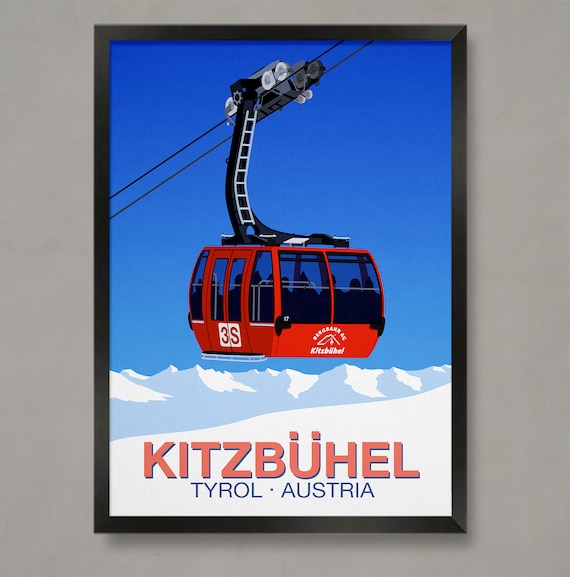 Kitzbuhel Ski Resort Travel Poster, Ski Resort Art Print