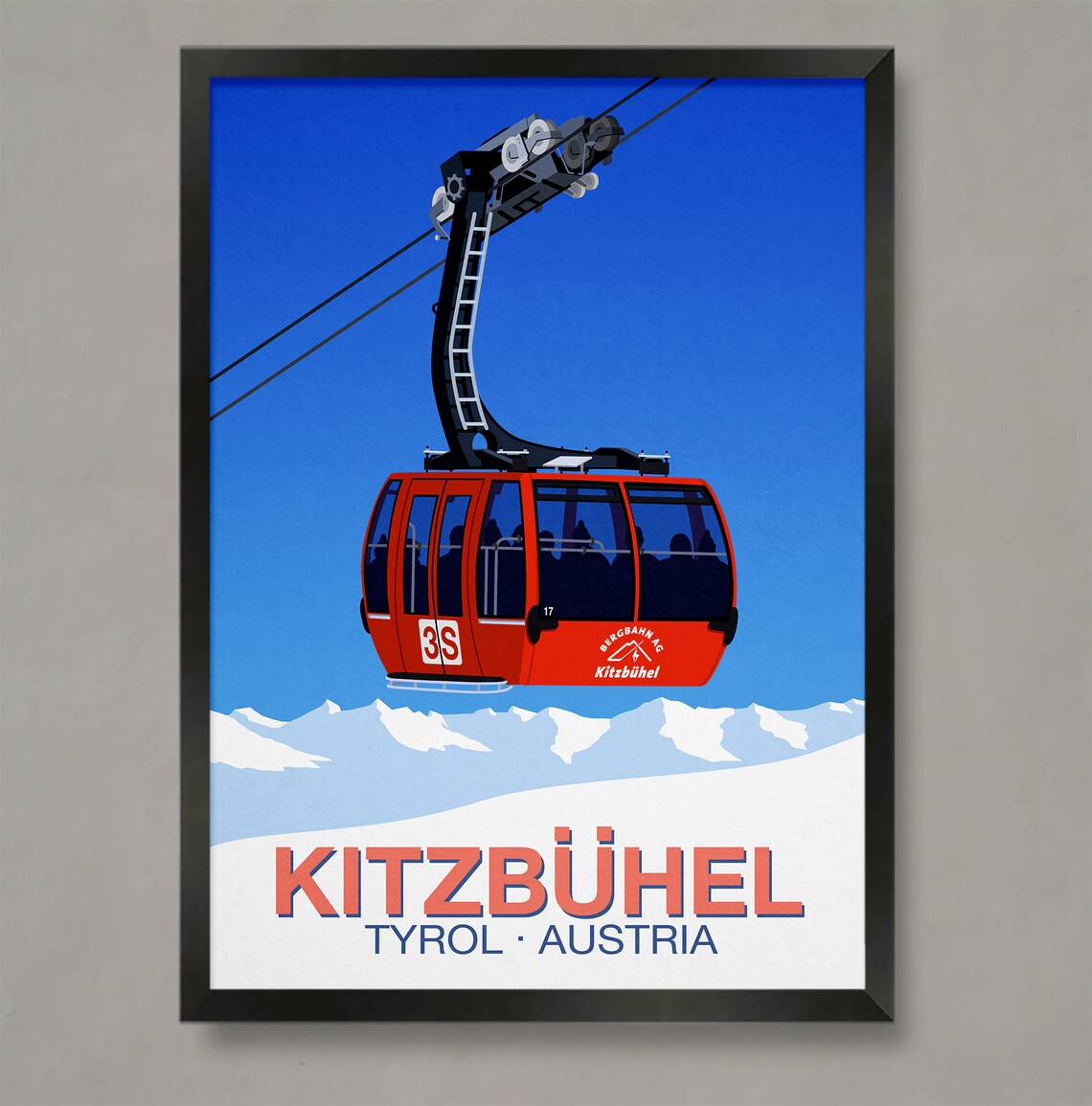 Kitzbuhel Ski Resort Travel Poster, Ski Resort Art Print