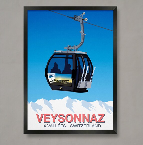 Veysonnaz Ski Resort Poster, Snowboard Travel Poster