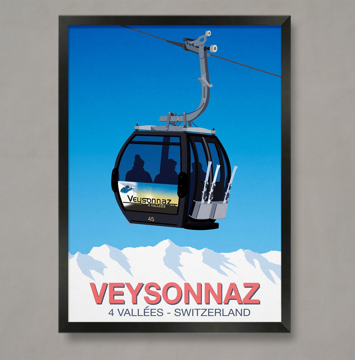 Veysonnaz Ski Resort Poster, Snowboard Travel Poster