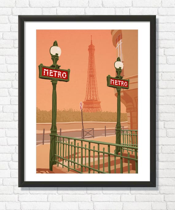 Paris Metro Station Art Print, Travel Poster