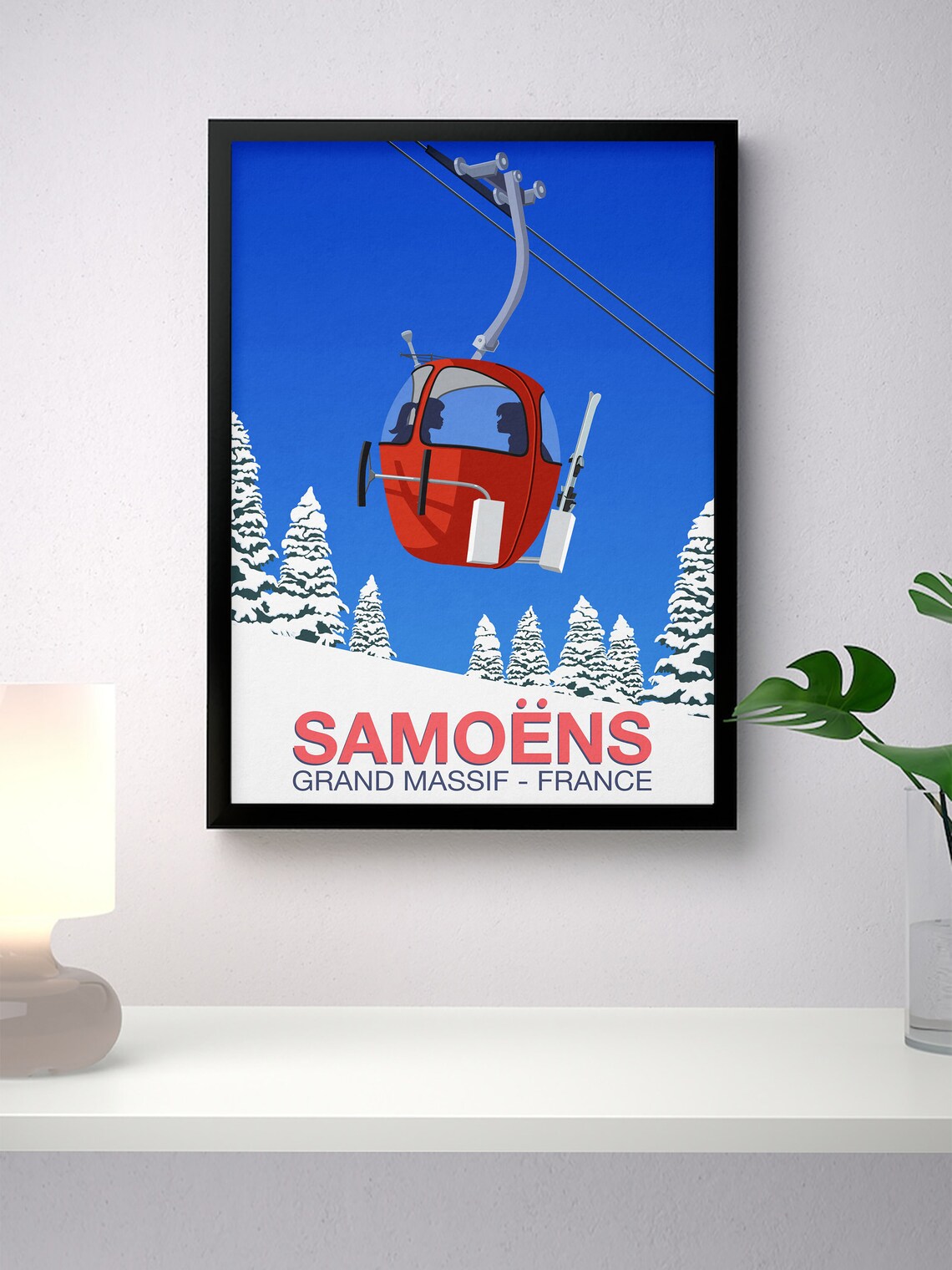 Samoens Ski Resort Travel Poster, Snowy Mountain Print - Image 2