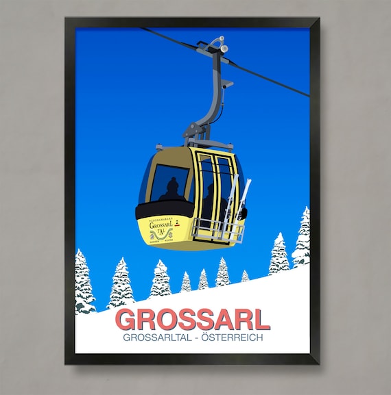 Grossarl Grossarltal Osterreich Yellow Gondola Panoramabahn Ski Poster