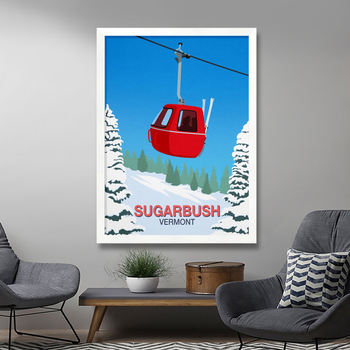 Sugarbush Ski Resort Travel Poster, Ski Resort Decor - Image 2