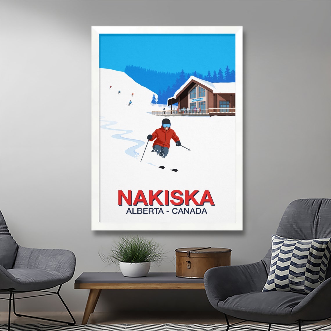 Nakiska Alberta Canada Vintage Powder Skiing Mountain Resort Poster - Image 2
