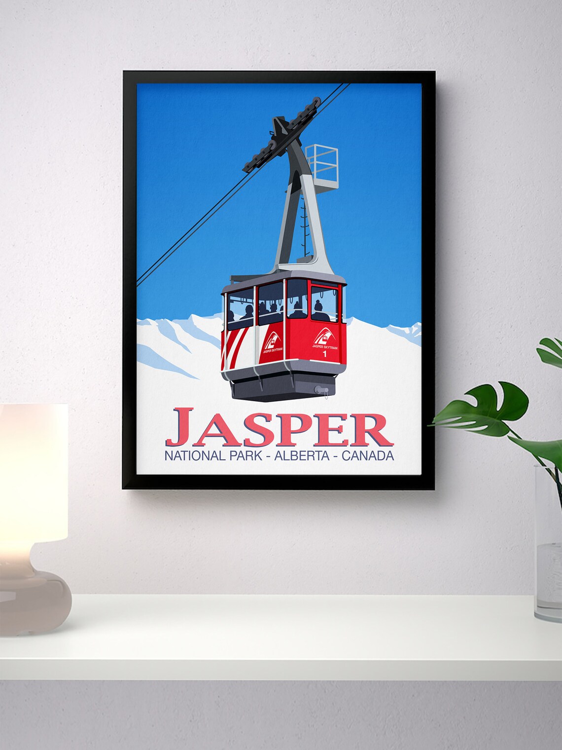 Jasper Canada Red Skytram Cable Car National Park Travel Poster - Image 4