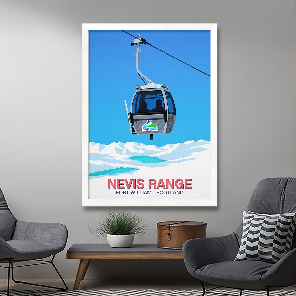 Nevis Range Ski Resort Travel Poster Art Print - Image 3