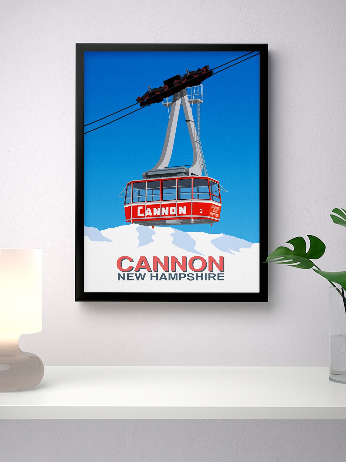 Cannon Ski Resort Red Cable Car Travel Poster - Image 4