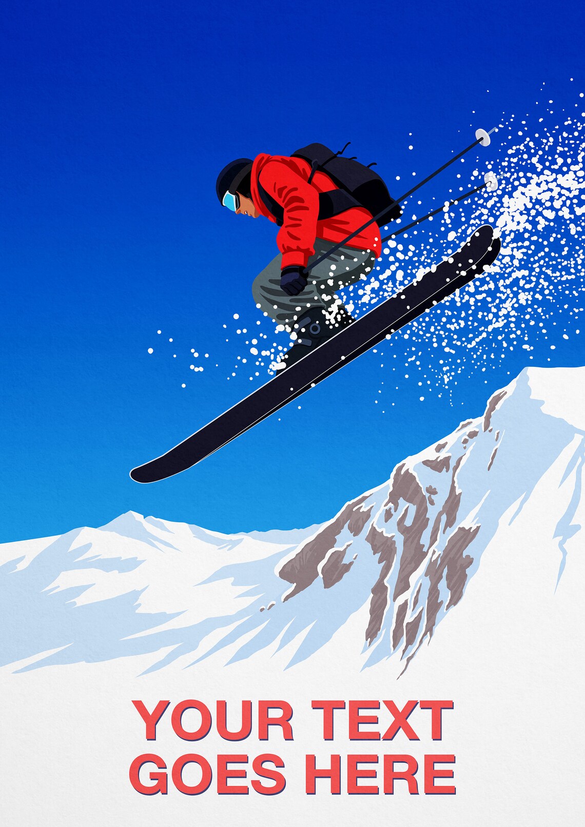 Personalised Ski Gift Skier Art Poster - Image 2