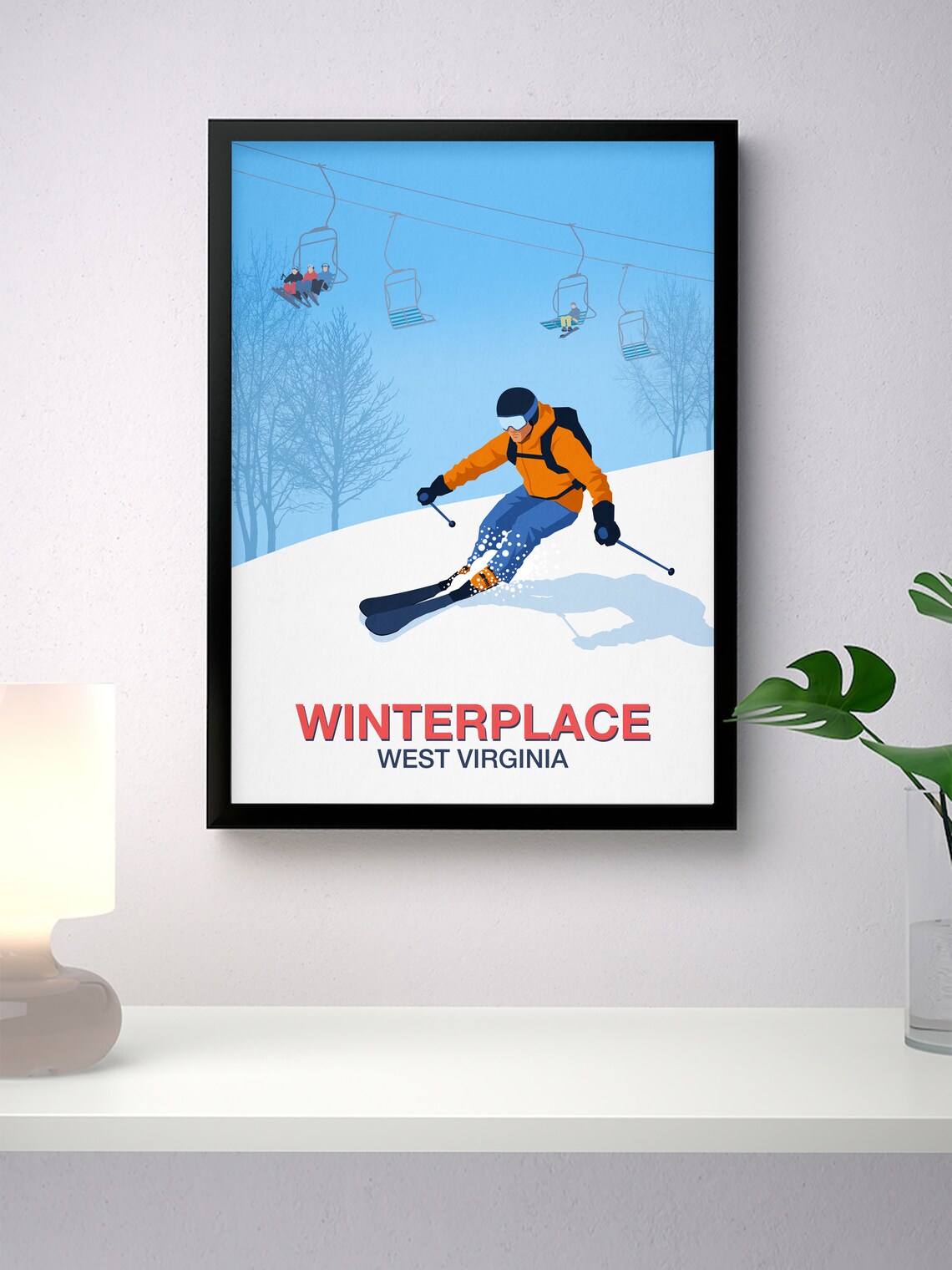 Winterplace West Virginia Ski Resort Vintage Travel Art Poster - Image 4