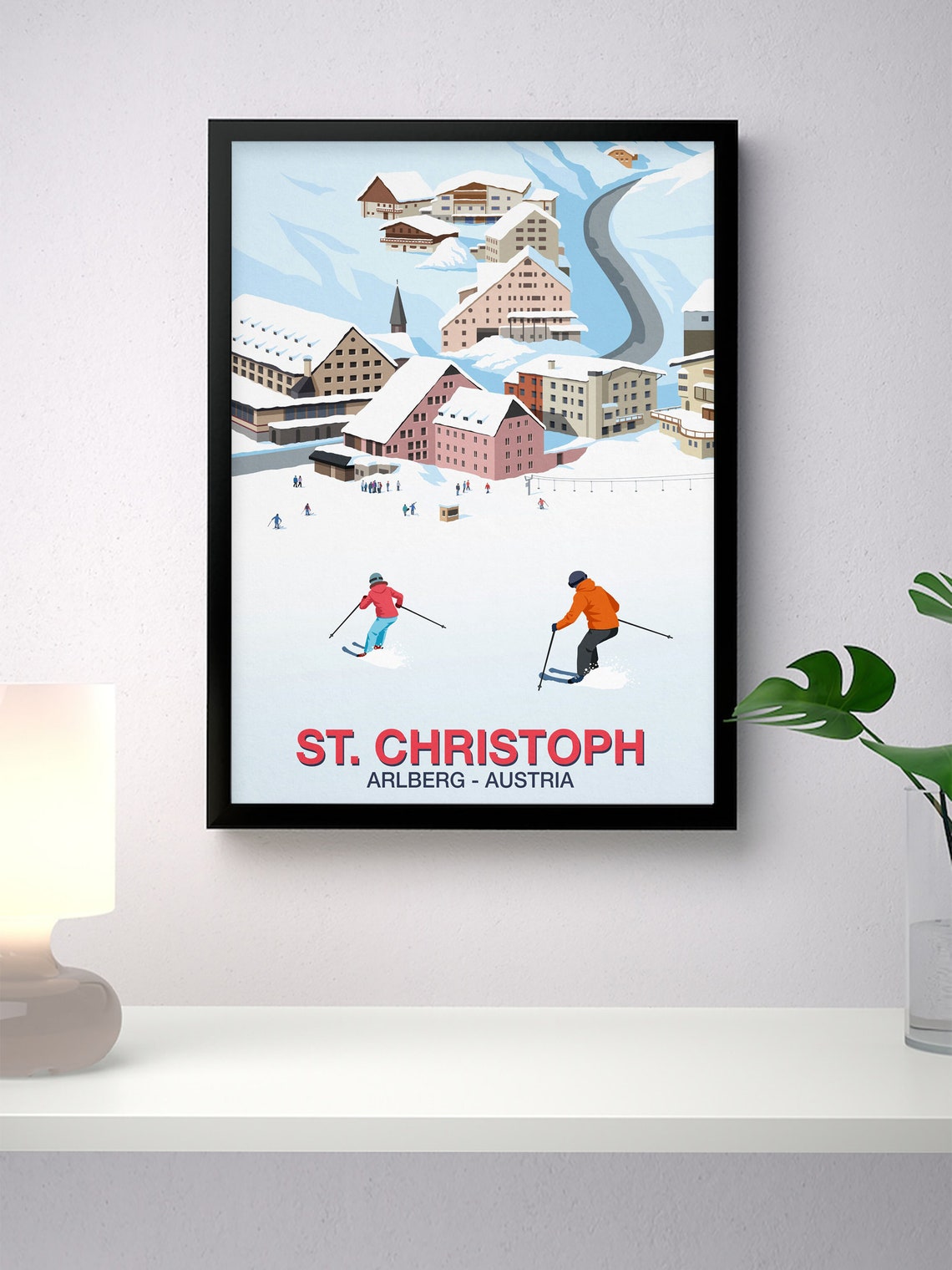 St Christoph Arlberg Austria Ski Poster Alpine Village Scene Art - Image 4