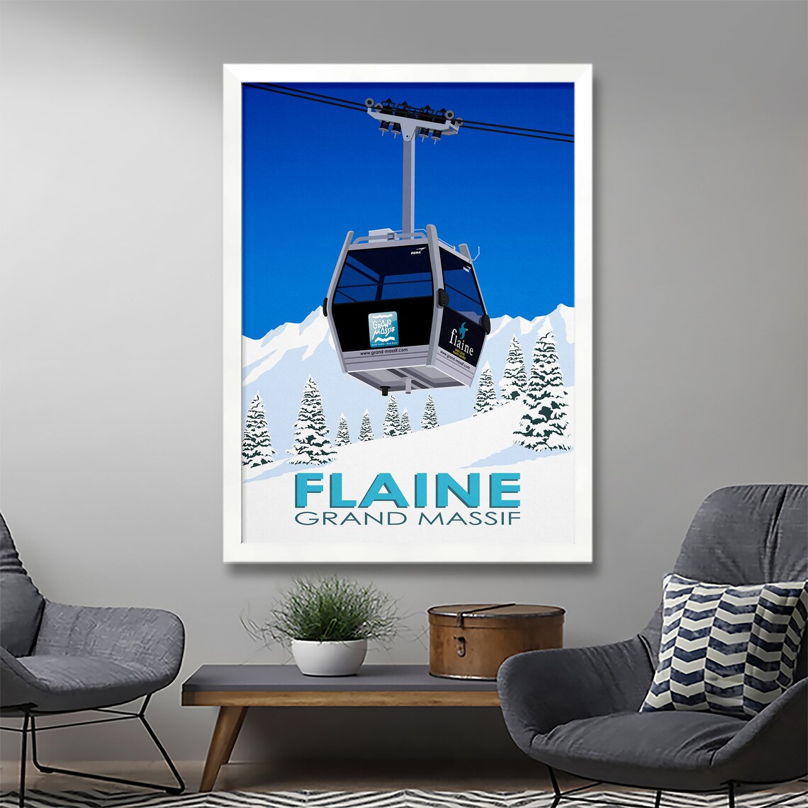 Flaine Ski Resort Travel Poster, Ski Resort Print - Image 3