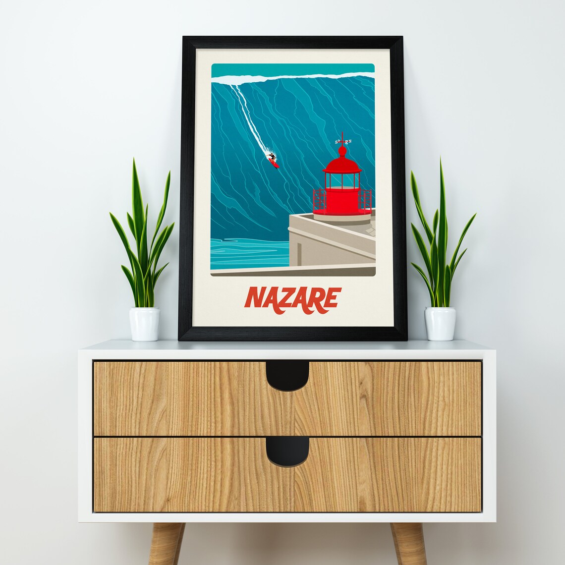 Nazare Surf Vintage Surf Travel Poster - Image 4