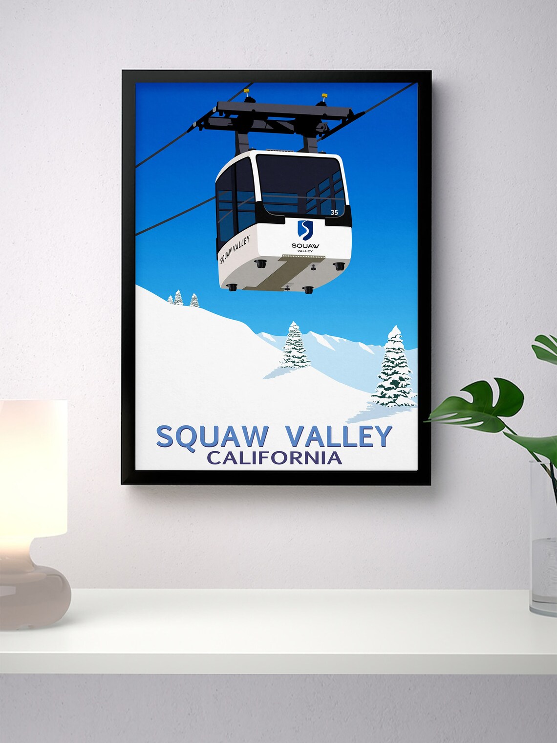 Squaw Valley California White Gondola Ski Resort Travel Poster - Image 4
