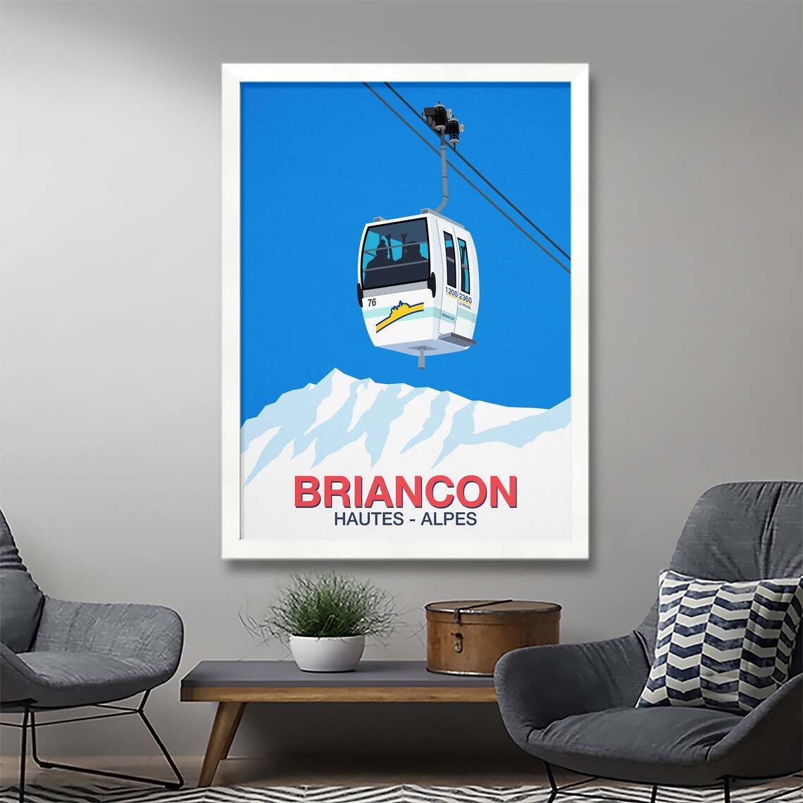 Briancon Ski Resort Travel Poster, Ski Print - Image 3