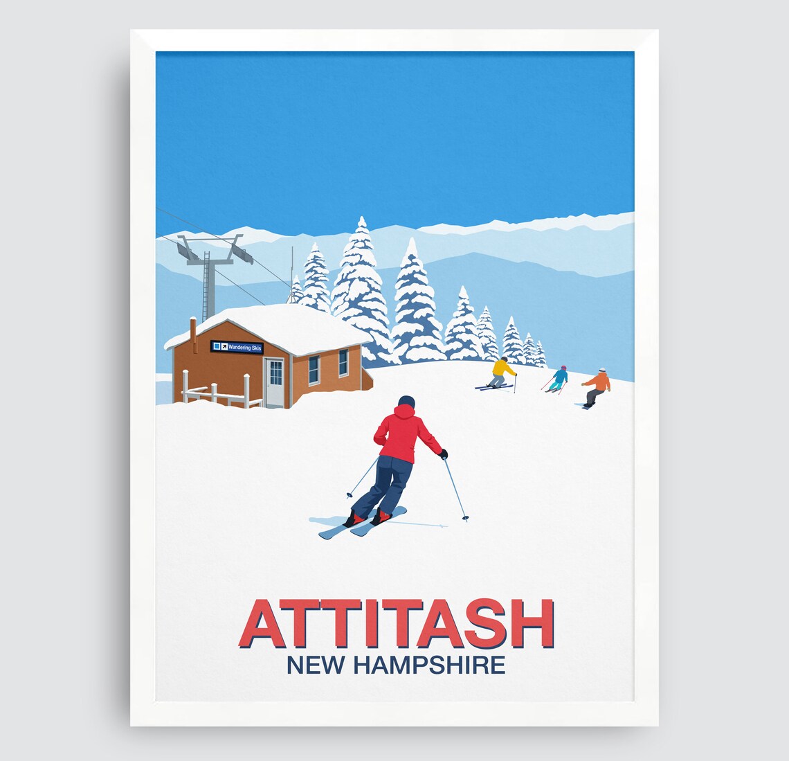 Attitash Ski Resort Travel Poster, Ski Print - Image 4