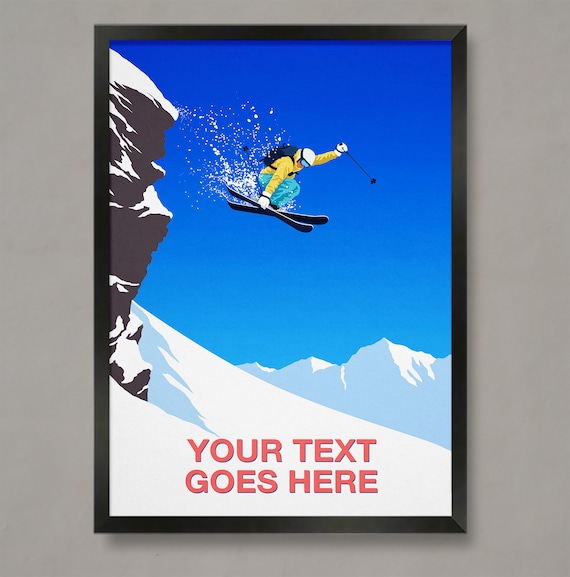 Ski Cliff Jump Personalized Ski Art Poster