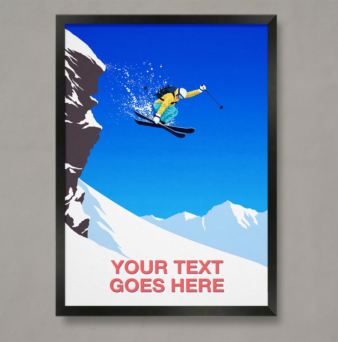 Ski Cliff Jump Personalized Ski Art Poster