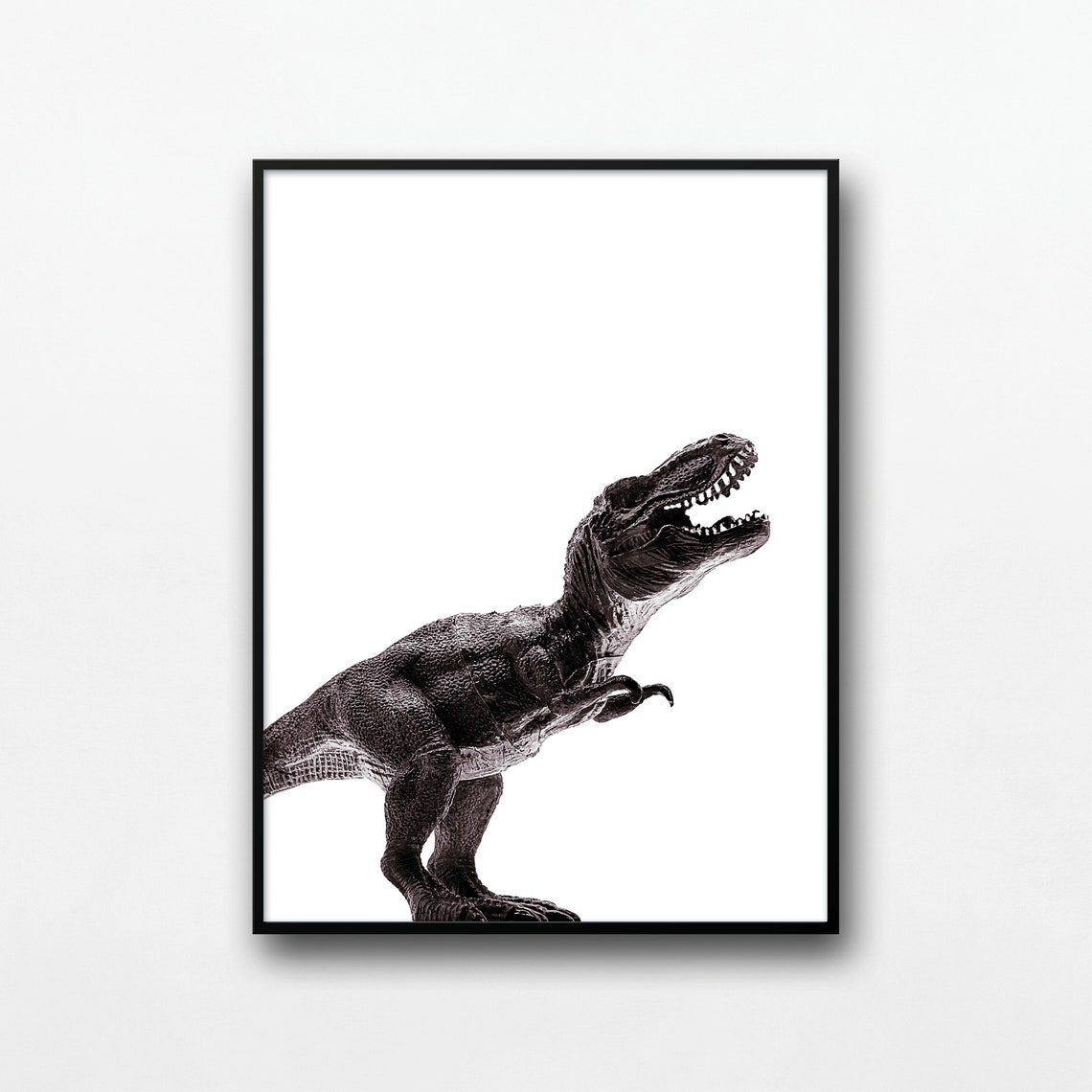 T Rex Dinosaur Toy Black White Photography Kids Room Nursery Poster