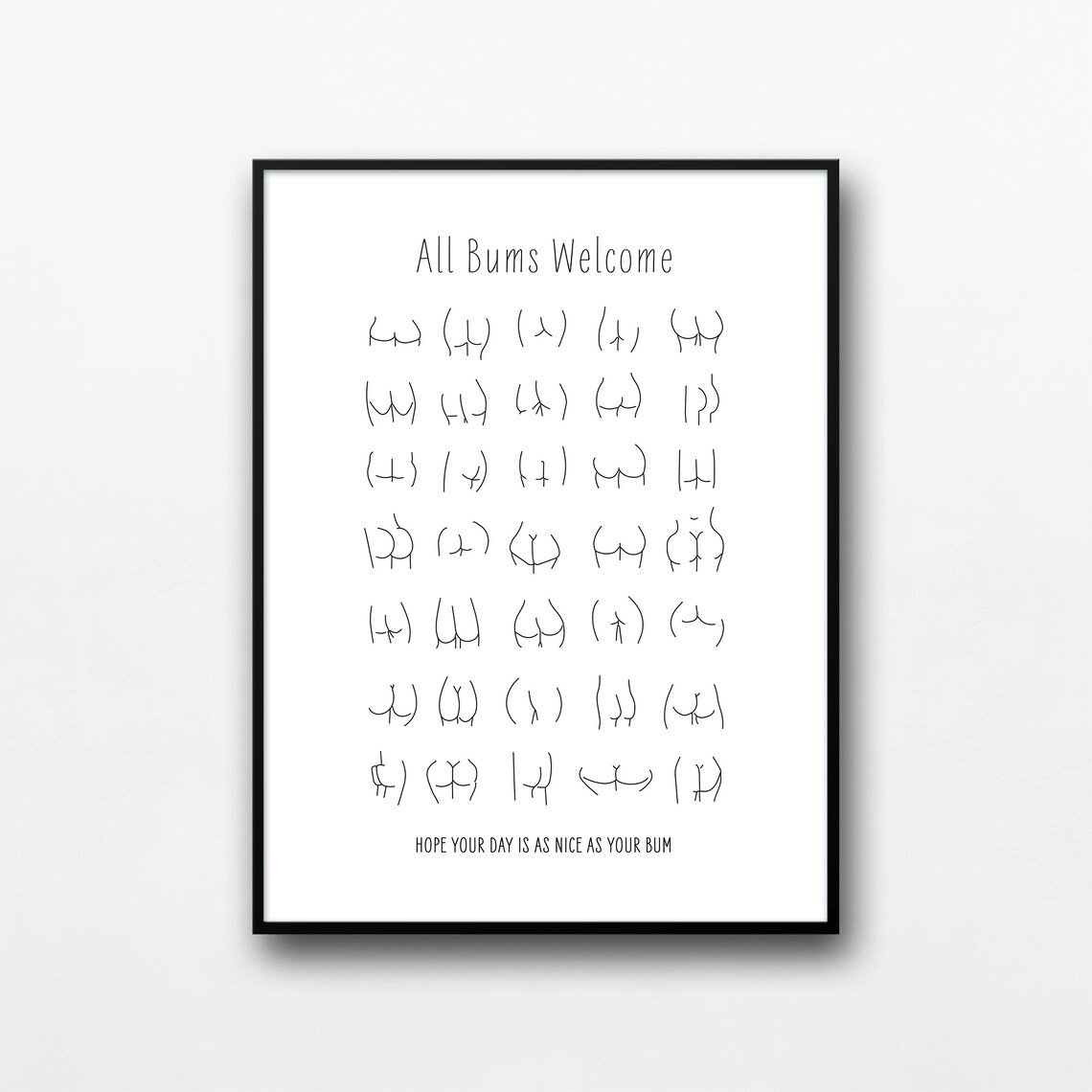 All Bums Welcome Bathroom Sign, Cute Collage Art Print