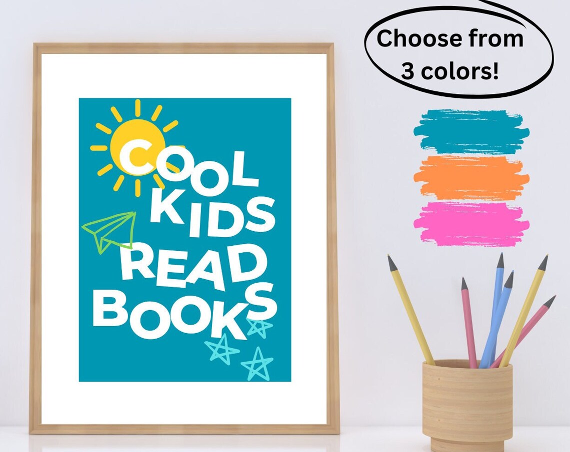 Cool Kids Read Books, Kids Library Book Sign