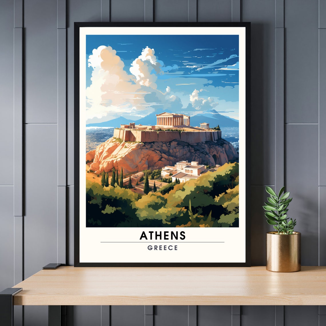 Athens Greece Acropolis Parthenon Ancient Ruins Travel Poster