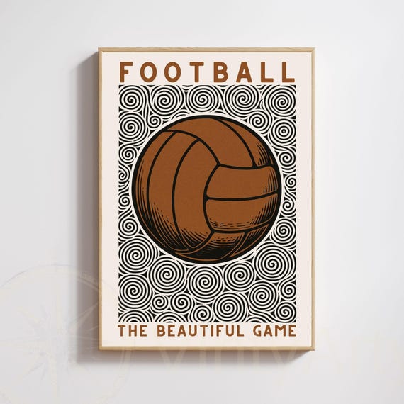 Vintage Football Poster, Retro Ball Art Print