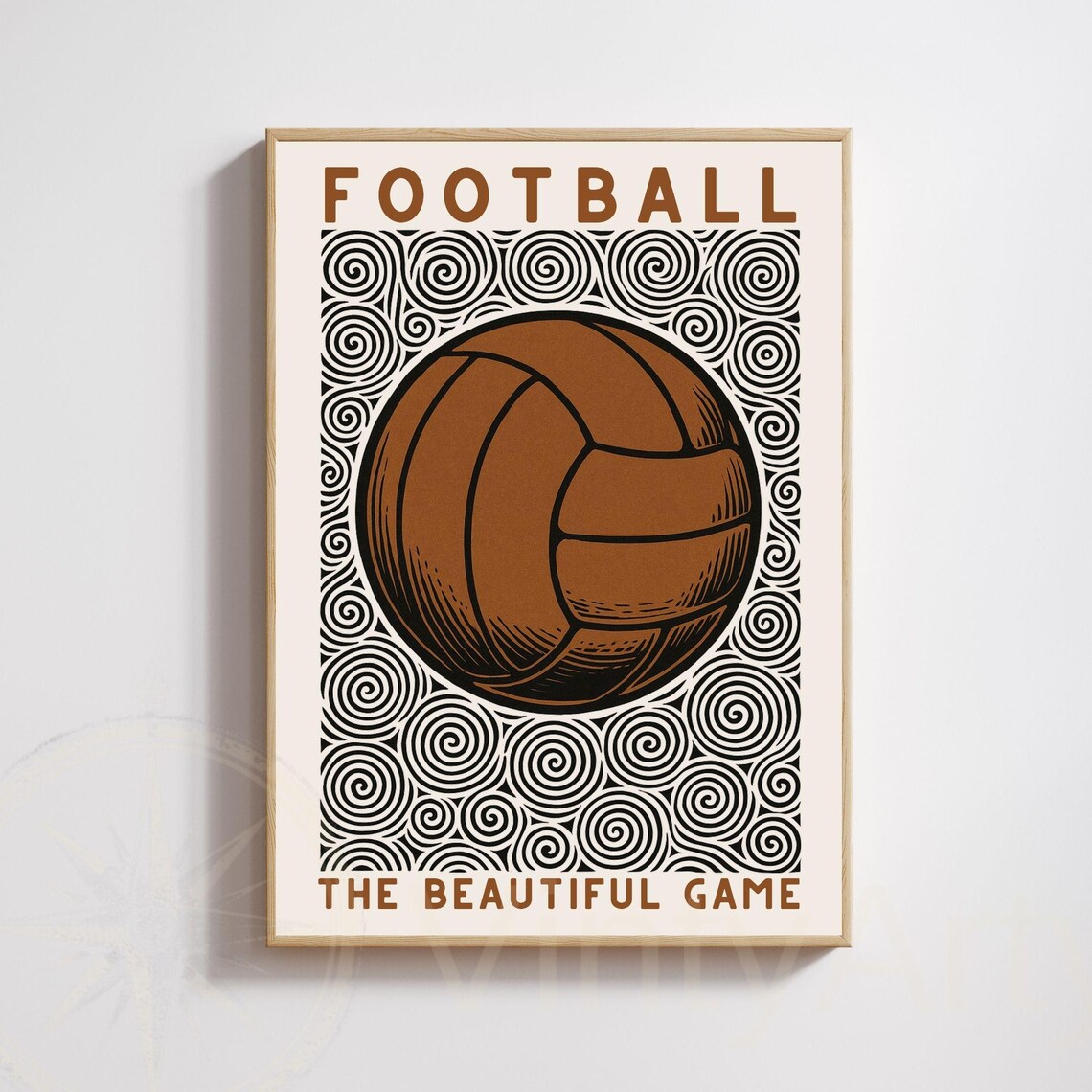 Vintage Football Poster, Retro Ball Art Print