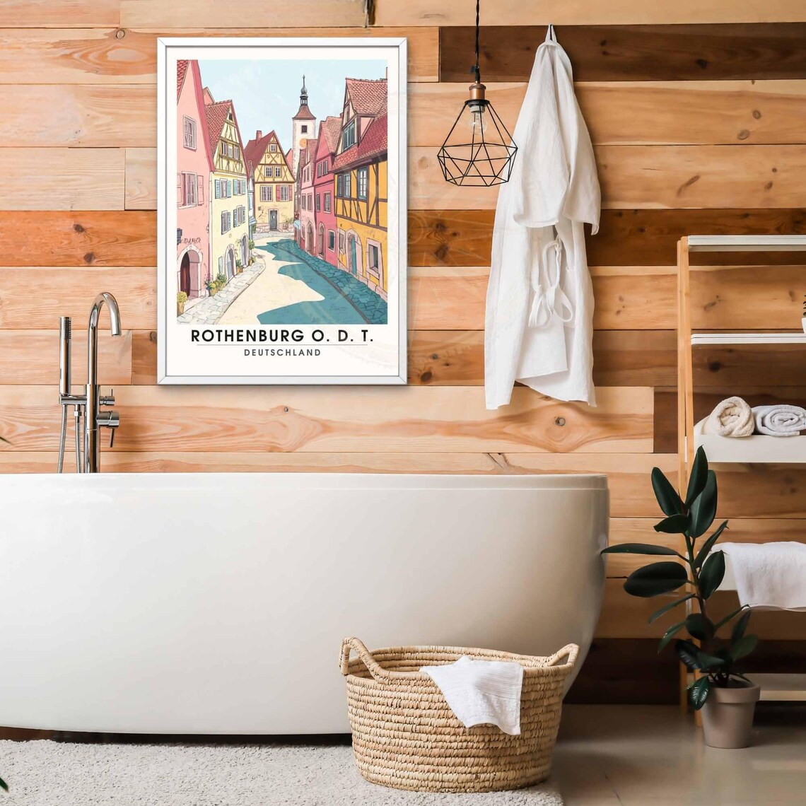 Rothenburg O. D. T. Colorful Old Town Street Germany Travel Poster - Image 2