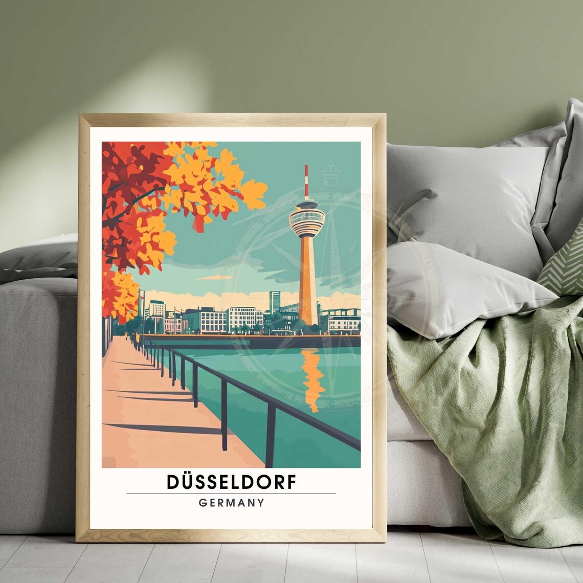 Düsseldorf Rhine Promenade Autumn Rheinturm Germany Art Poster - Image 3