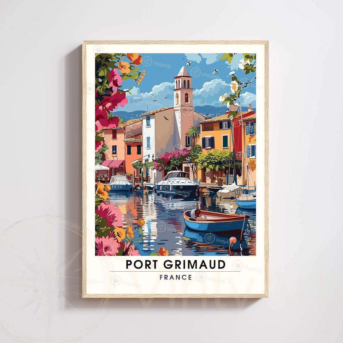 Port Grimaud France Travel Poster, French Riviera