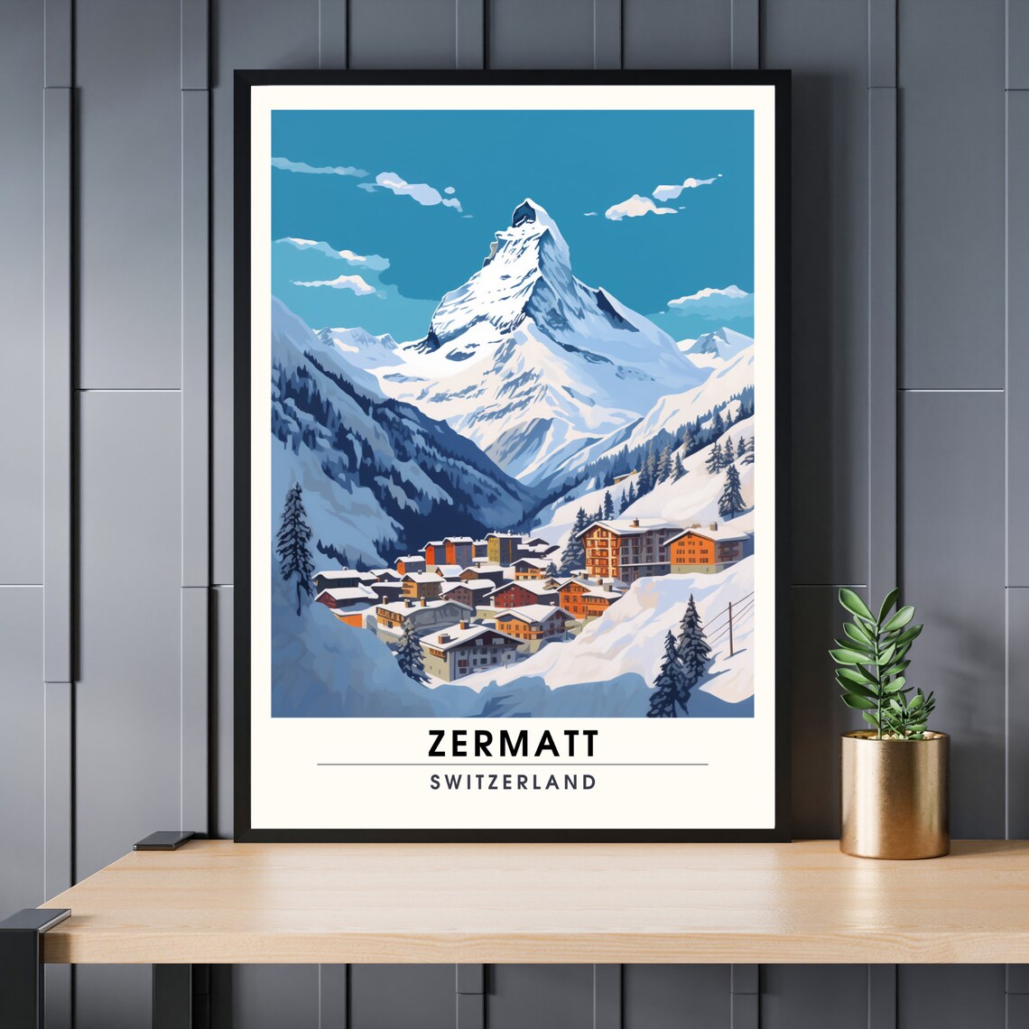 Zermatt Switzerland Matterhorn Snowy Alpine Village Winter Poster